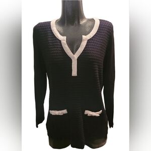 Leo & Ugo Black Long Sleeve Sweater with White Trim 6